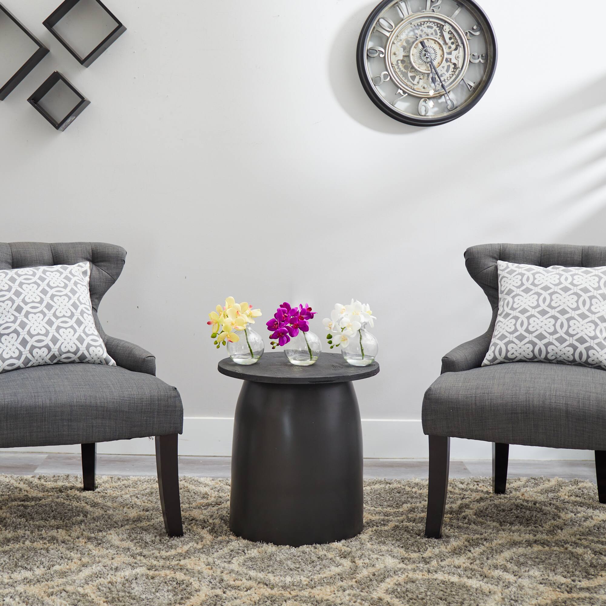 9" Orchid Arrangement in Glass Vase Set